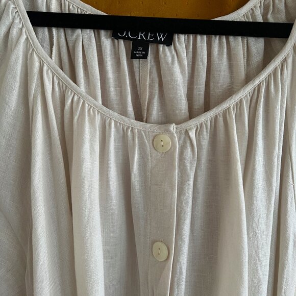 J.Crew Button-up midi dress in linen - Natural (2x) - Picture 7 of 8